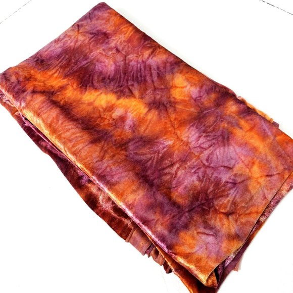 Poly Velvet Tye Dye 2 yrds Soft Purple Orange yellow Vtg - Picture 3 of 8